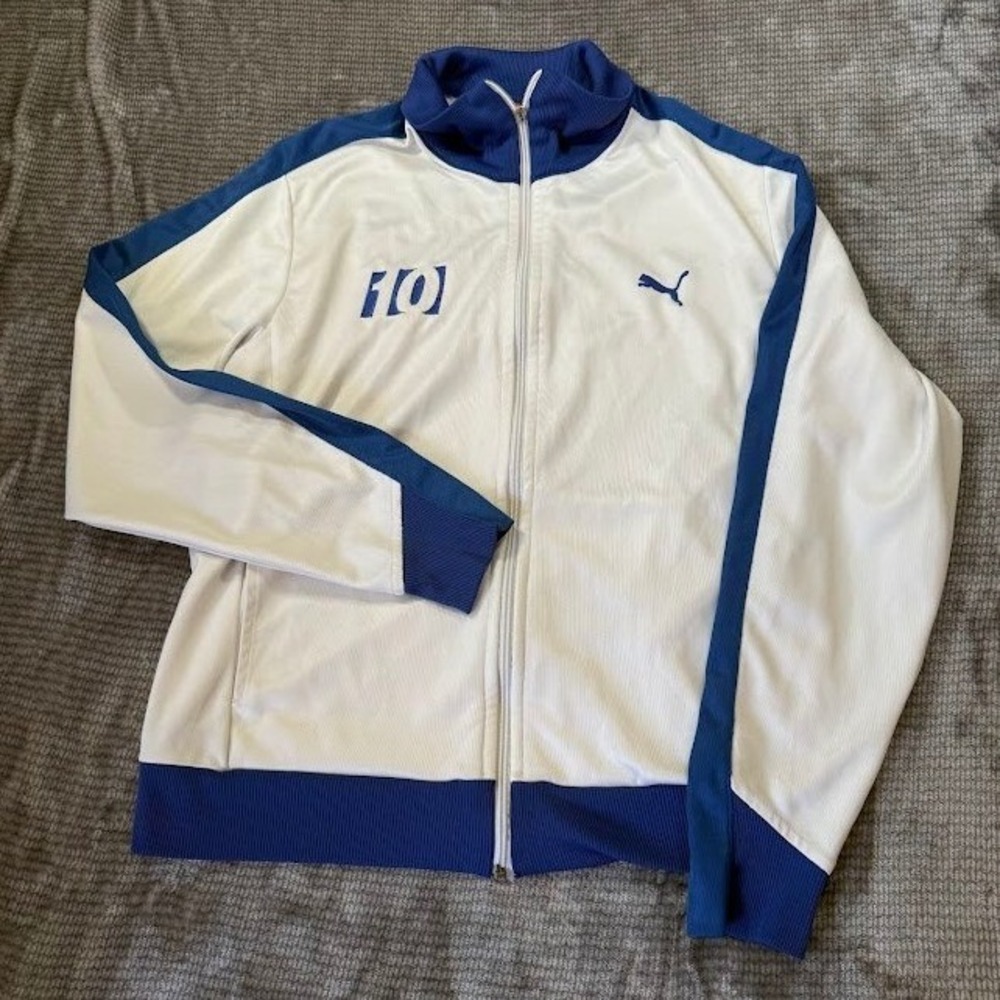 Puma Argentina Mens Track Jacket White Blue Full Zip #10 Graphic Size Large